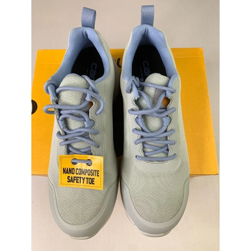 Carhartt Womens Force Nano Safety Toe Sneakers Gray Blue Lace-Up Work Shoe Sz 9M